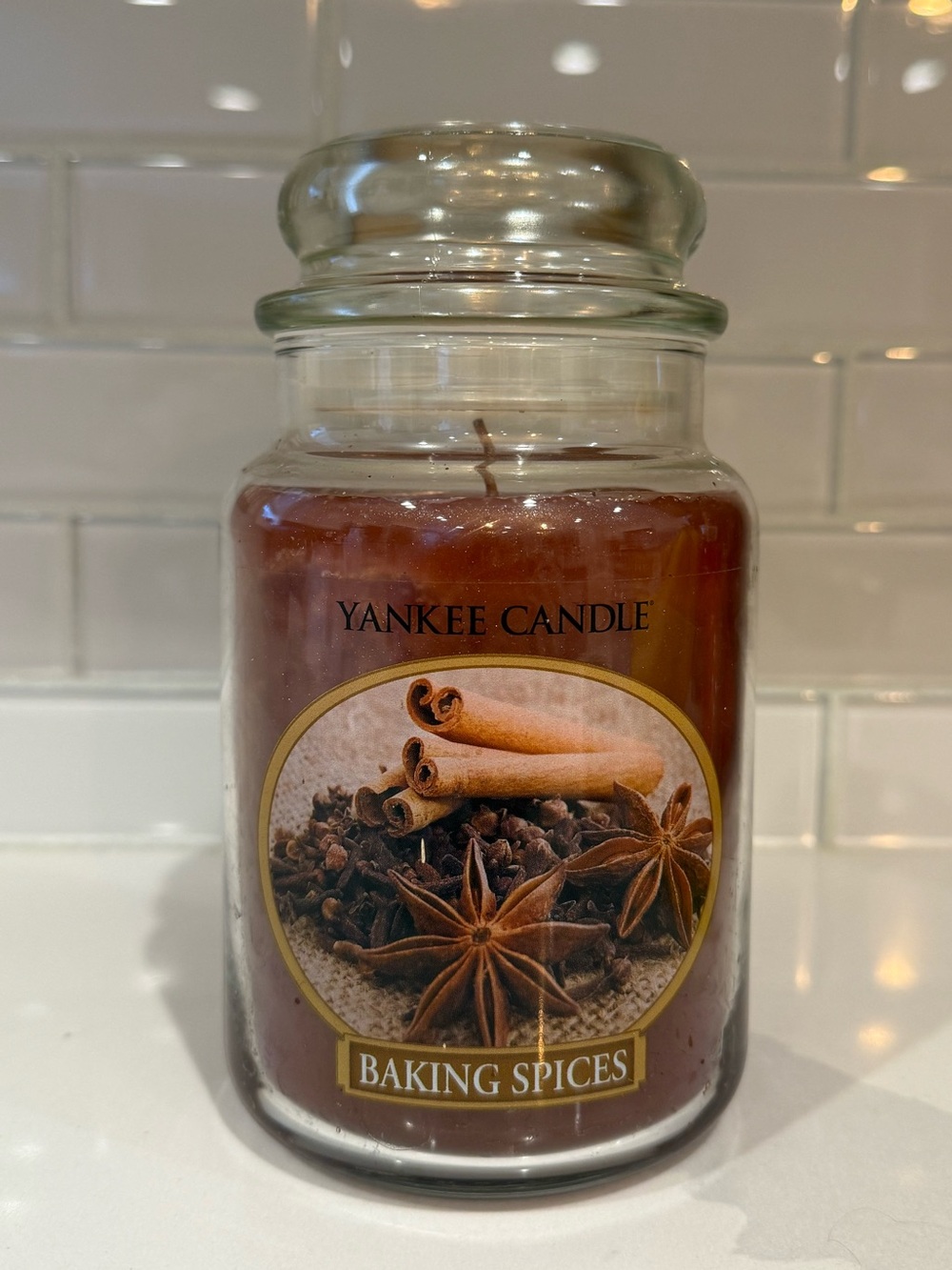 YANKEE CANDLE Baking Spices Large 22 oz Jar Glass w/lid Never used retired scent